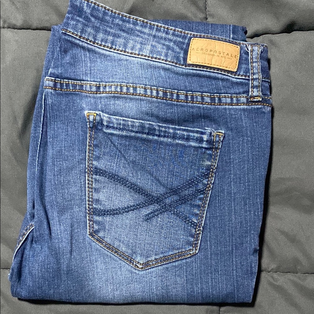 Aeropostale Blue Skinny Jeans with Natural Fading